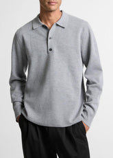Italian Merino Wool Milano Polo Sweater in Sweaters - HEATHER GREY