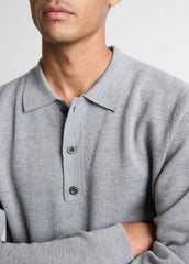 Italian Merino Wool Milano Polo Sweater in Sweaters - HEATHER GREY