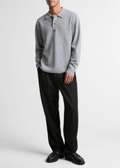 Italian Merino Wool Milano Polo Sweater in Sweaters - HEATHER GREY