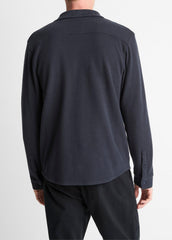 Knit Cotton-Blend Button-Front Shirt in Long Sleeve - COASTAL BLUE