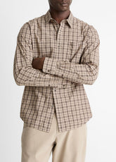 Great Falls Plaid Cotton Button-Front Shirt in Long Sleeve - RIVER SAND/MISSION