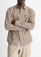 Great Falls Plaid Cotton Button-Front Shirt in Long Sleeve - RIVER SAND/MISSION