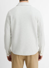 Double-Knit Cotton-Blend Piqué Shirt Jacket in Shirt Jackets - HEATHER WHITE/LIGHT HEATHER GREY