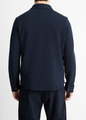 Double-Knit Cotton-Blend Piqué Shirt Jacket in Shirt Jackets - COASTAL BLUE/MEDIUM GREY