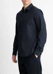 Stretch-Cotton Poplin Shirt in Long Sleeve - COASTAL BLUE