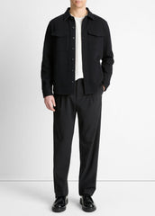 Double-Knit Cotton-Blend Piqué Shirt Jacket in Shirt Jackets - BLACK/MEDIUM HEATHER GREY