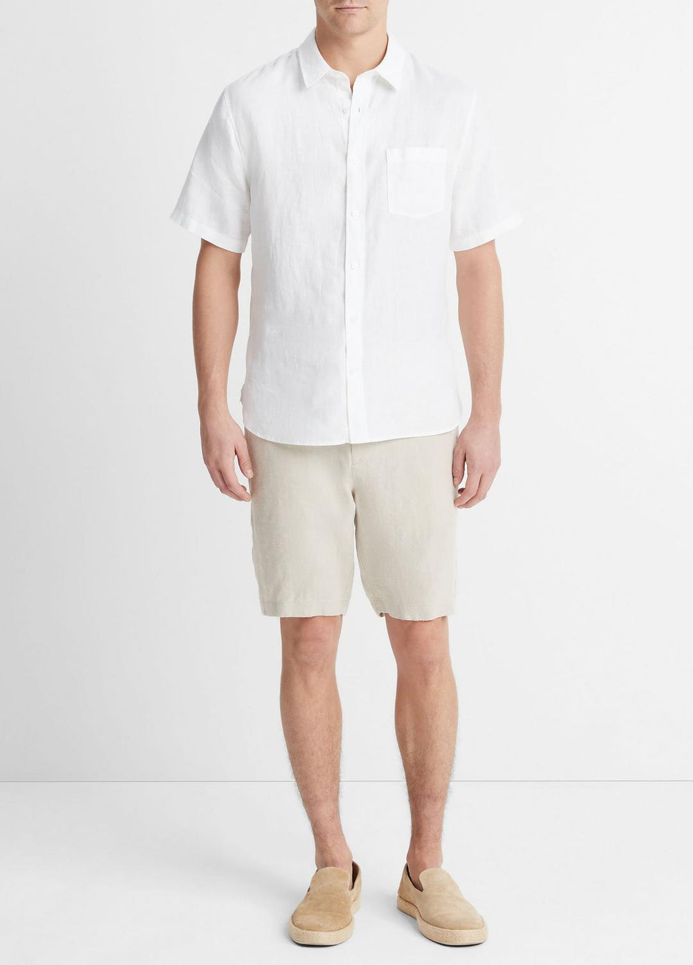 Linen Short-Sleeve Shirt in Short Sleeve - OPTIC WHITE