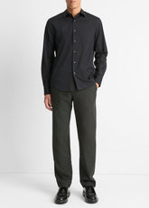 Stretch-Cotton Poplin Shirt in Long Sleeve - BLACK