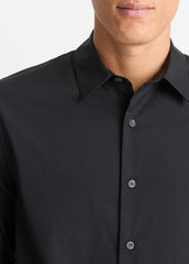 Stretch-Cotton Poplin Shirt in Long Sleeve - BLACK