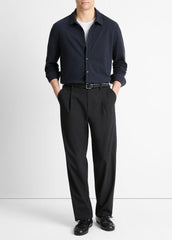 Cotton Piqué Button-Front Shirt in Long Sleeve - COASTAL BLUE