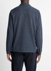 Houndstooth Cotton-Blend Button-Front Shirt in Long Sleeve - COASTAL COMBO
