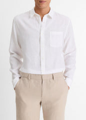 Linen Long-Sleeve Shirt in Long Sleeve - OPTIC WHITE