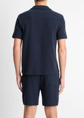 Cotton Bouclé Cabana Shirt in Short Sleeve - COASTAL BLUE