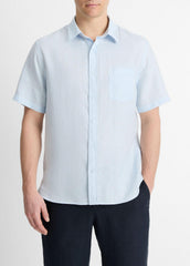 Linen Short-Sleeve Shirt in Short Sleeve - GLACIER