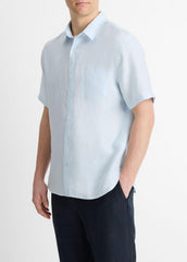 Linen Short-Sleeve Shirt in Short Sleeve - GLACIER