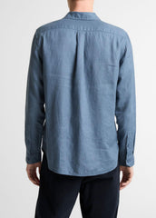 Linen Long-Sleeve Shirt in Long Sleeve - UNIFORM BLUE
