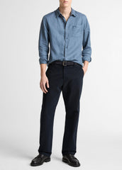 Linen Long-Sleeve Shirt in Long Sleeve - UNIFORM BLUE