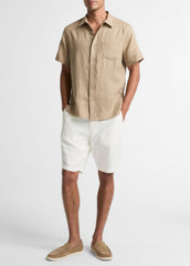 Linen Short-Sleeve Shirt in Long Sleeve - TEAK