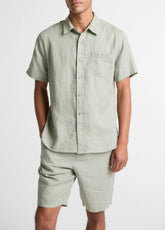 Linen Short-Sleeve Shirt in Long Sleeve - MATCHA
