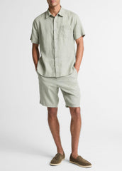Linen Short-Sleeve Shirt in Long Sleeve - MATCHA