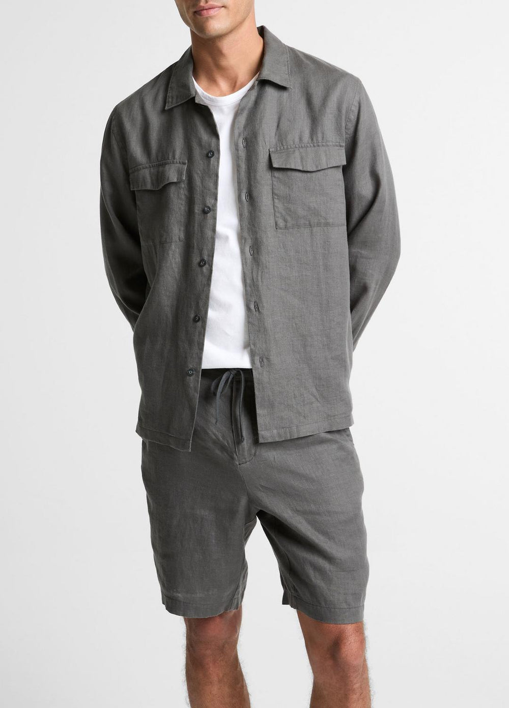 Linen Garage Shirt in Long Sleeve - SLATE