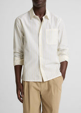 Striped Cotton-Blend Poplin Button-Front Shirt in Long Sleeve - WHITE/PALE YELLOW