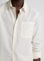 Striped Cotton-Blend Poplin Button-Front Shirt in Long Sleeve - WHITE/PALE YELLOW