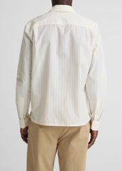 Striped Cotton-Blend Poplin Button-Front Shirt in Long Sleeve - WHITE/PALE YELLOW