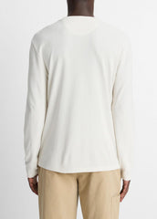 Micro-Waffle Pima Cotton Double-Collar Long-Sleeve T-Shirt in Long Sleeve - BLANCO/TERRAPIN