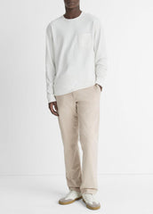 Sueded Jersey Long-Sleeve Pocket T-Shirt in Long Sleeve - OFF WHITE