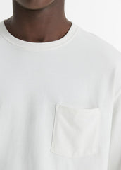 Sueded Jersey Long-Sleeve Pocket T-Shirt in Long Sleeve - OFF WHITE