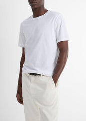Pima Cotton Crew Neck T-Shirt in Short Sleeve - OPTIC WHITE