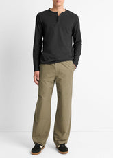 Garment Dye Cotton Long-Sleeve Henley in Henleys & Polos - TRUE BLACK