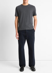 Pima Cotton Piqué Crew Neck T-Shirt in Short Sleeve - SOFT BLACK