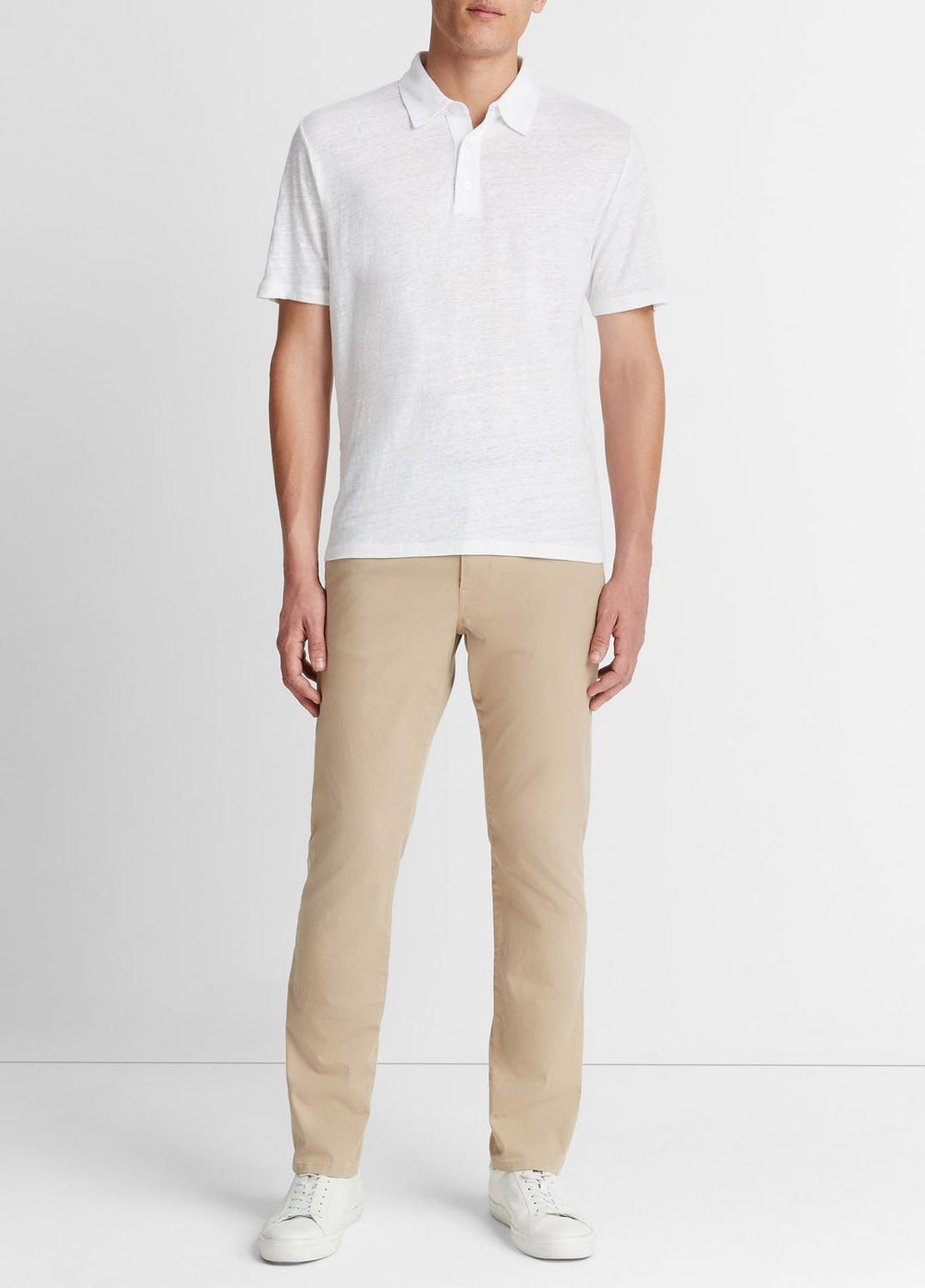 Linen Polo Shirt in Henleys & Polos - OPTIC WHITE