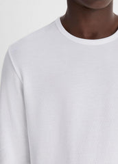 Pima Cotton Piqué Long-Sleeve T-Shirt in Long Sleeve - OPTIC WHITE