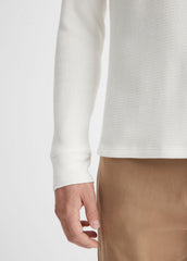 Pima Cotton-Blend Thermal Long-Sleeve Pullover in Long Sleeve - OFF WHITE