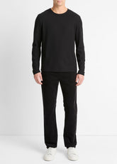 Pima Cotton Piqué Long-Sleeve T-Shirt in Long Sleeve - BLACK