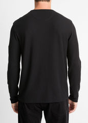 Pima Cotton Piqué Long-Sleeve T-Shirt in Long Sleeve - BLACK