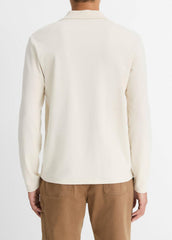 Milano Pima Cotton-Blend Johnny-Collar Shirt in Long Sleeve - BONE