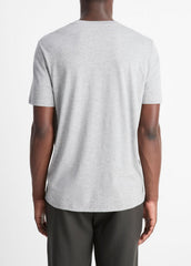 Pima Cotton V-Neck T-Shirt in Short Sleeve - HEATHER STEEL