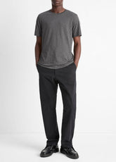 Pima Cotton Crew Neck T-Shirt in Short Sleeve - HEATHER CARBON