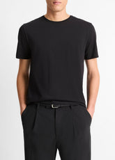 Pima Cotton Crew Neck T-Shirt in Short Sleeve - BLACK