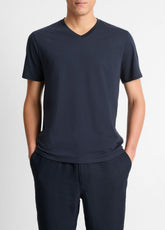Pima Cotton V-Neck T-Shirt in Short Sleeve - COASTAL BLUE