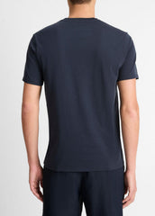Pima Cotton V-Neck T-Shirt in Short Sleeve - COASTAL BLUE