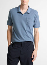 Garment Dye Cotton Polo Shirt in Short Sleeve - WASHED RAINWATER