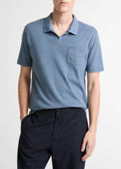 Garment Dye Cotton Polo Shirt in Short Sleeve - WASHED RAINWATER