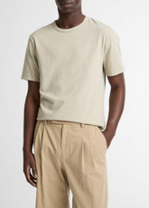 Garment Dye Cotton T-Shirt in Short Sleeve - WASHED PARCHMENT