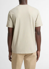 Garment Dye Cotton T-Shirt in Short Sleeve - WASHED PARCHMENT