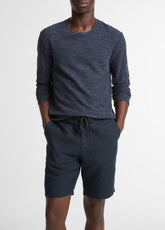 Double-Knit Cotton-Blend Long-Sleeve Shirt in Long Sleeve - HEATHER COASTAL BLUE